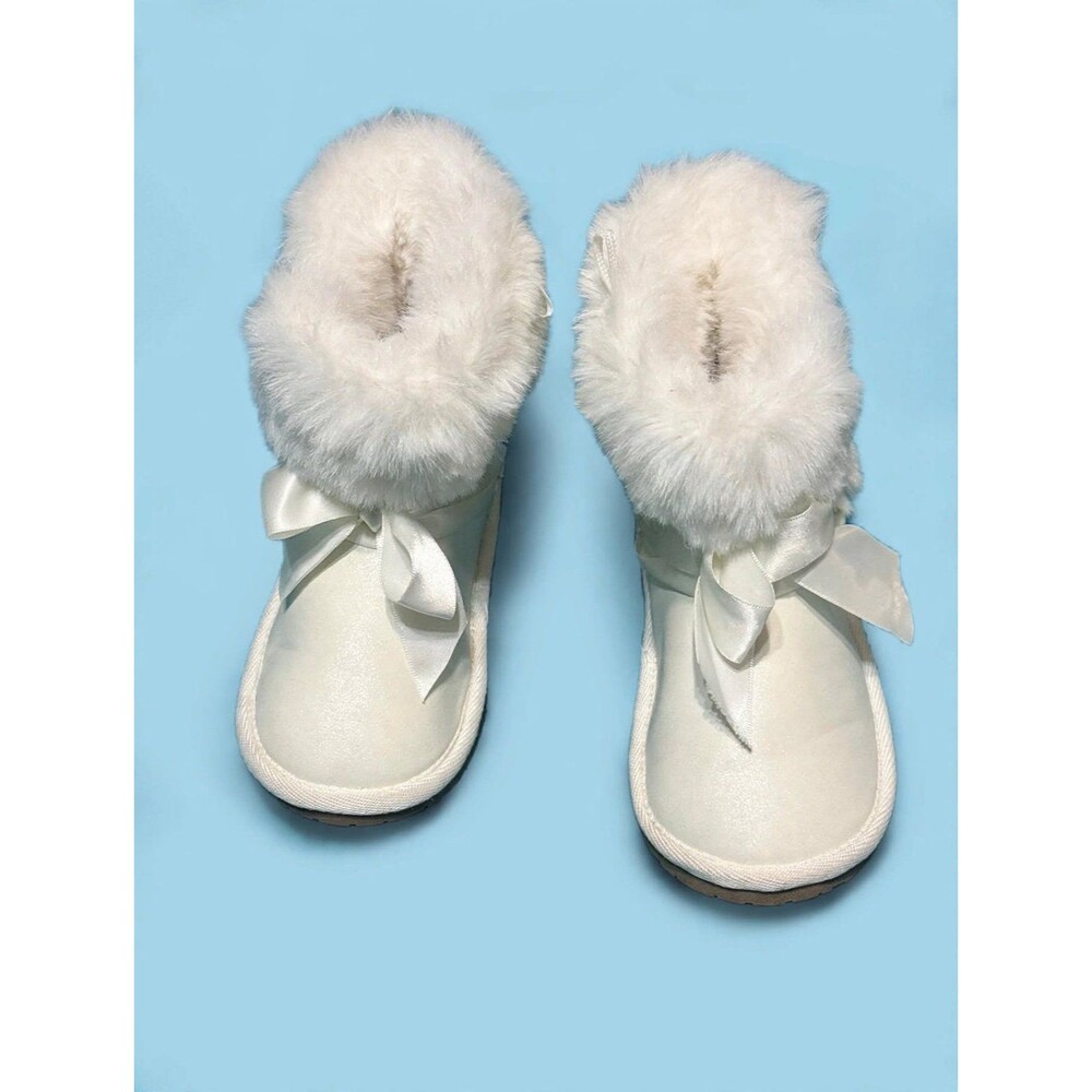 Gymboree Baby Girl White Faux Fur Winter Boots - Toddler Size 5 - Like New